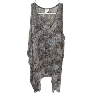 By Together Gray Tan Cold Shoulder Swimsuit Tank Cover Up Sheer Women's Medium